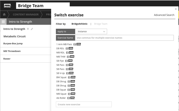 Switching an Exercise Switching an Exercise