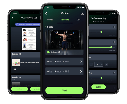 mobile workout screens